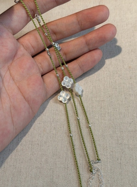 原创/你是我的幸运 s925银天然碟贝四叶草编绳手链