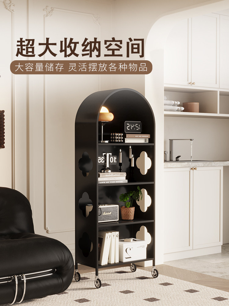 法式中古风创意可移动多层拱形铁皮小书柜家用客厅镜柜覆古展示柜