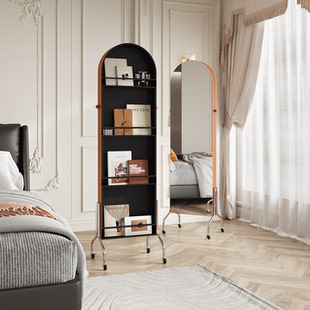 法式轻奢高级感可移动创意镜子全身镜试衣镜落地穿衣镜杂志架一体