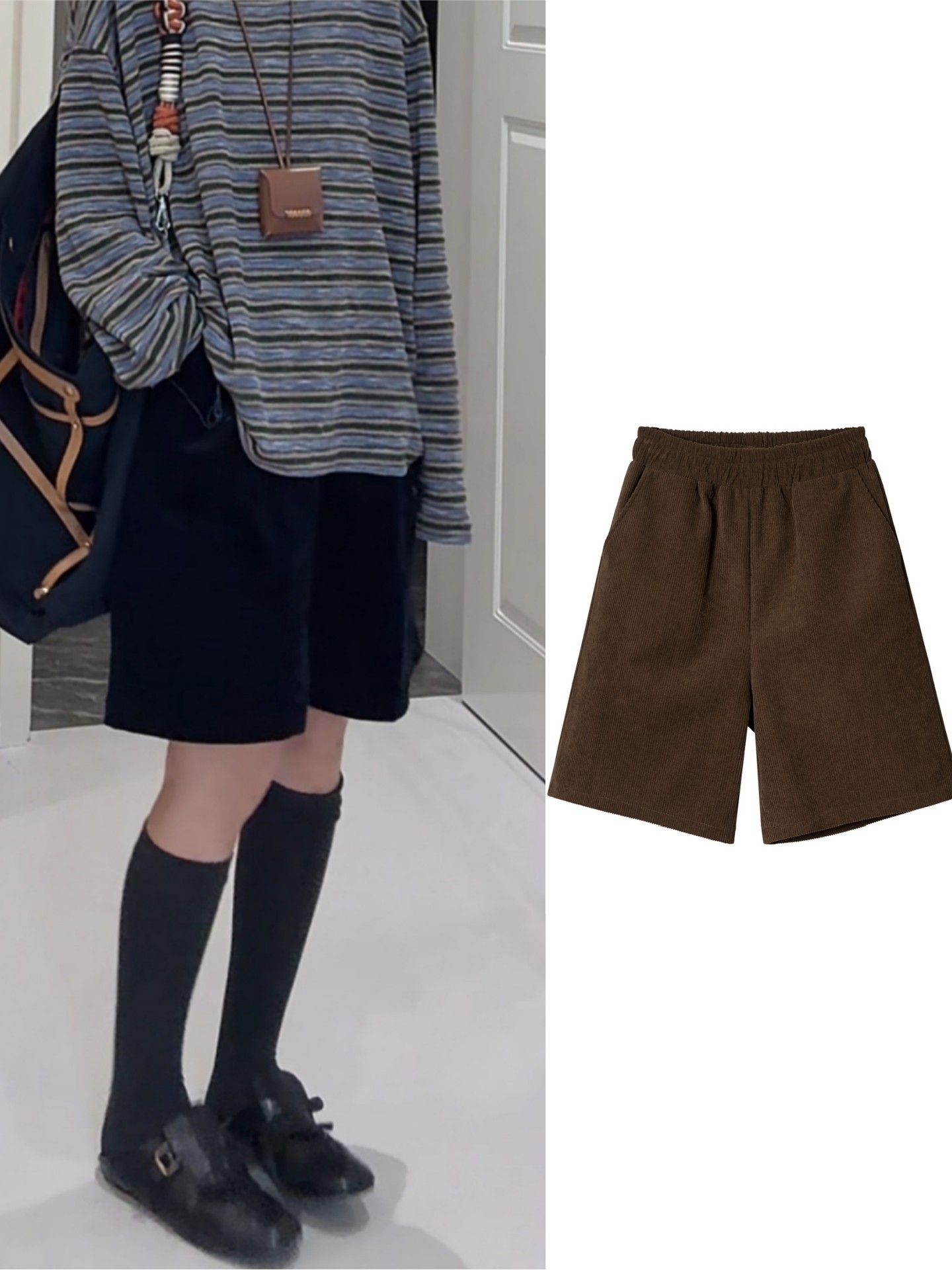 Black Corduroy shorts Women's Autumn New arrival Work Clothing Loose Slim Looking Plus size Loose-Fit Easiest for match Chenille Loose pants