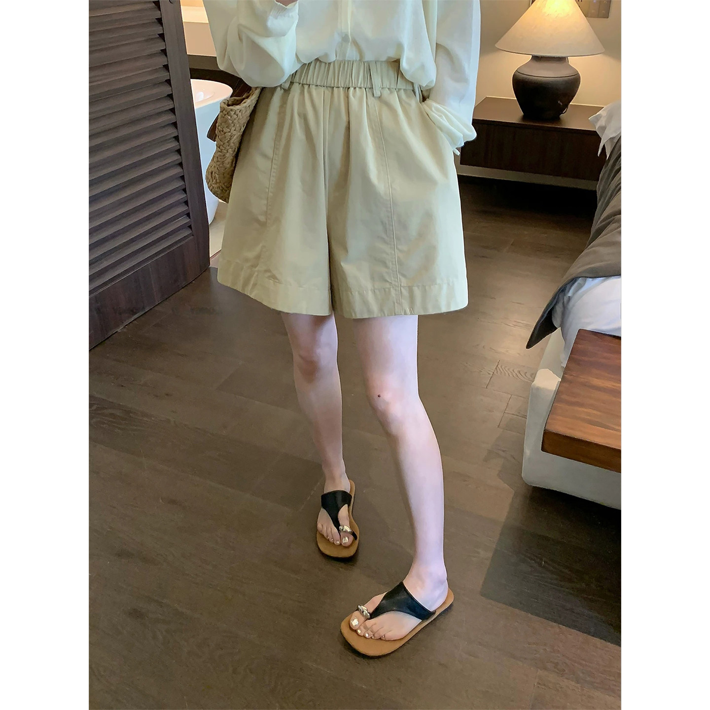 松紧腰运动休闲短裤女2026夏季新款大码高腰显瘦百搭阔腿裤热裤