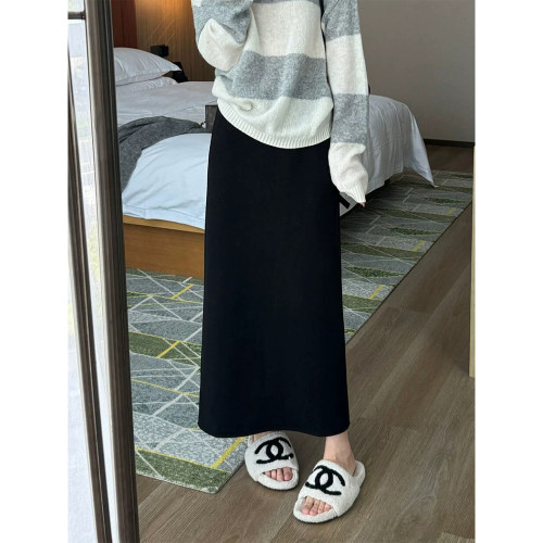 垂感显瘦直筒开叉半身裙女夏季新款大码微胖mm抗皱遮胯a字中长裙