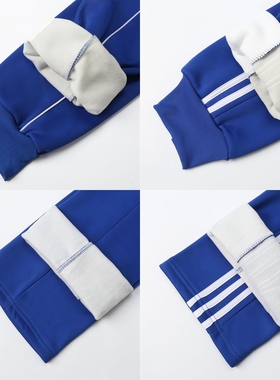 加绒校服两道宝蓝色初高中白条运动裤男女小学生宽松加厚裤子校裤