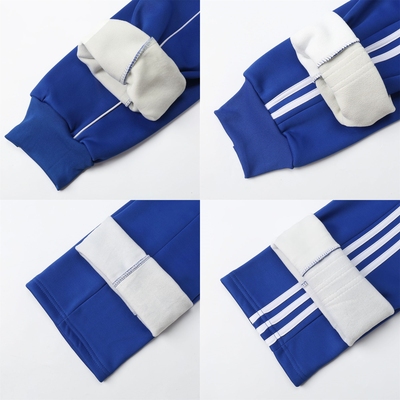 加绒校服两道宝蓝色初高中白条运动裤男女小学生宽松加厚裤子校裤