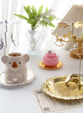 香薰走马灯复古旋转蜡烛台家用浪漫烛光晚餐道具INS装饰居家摆件