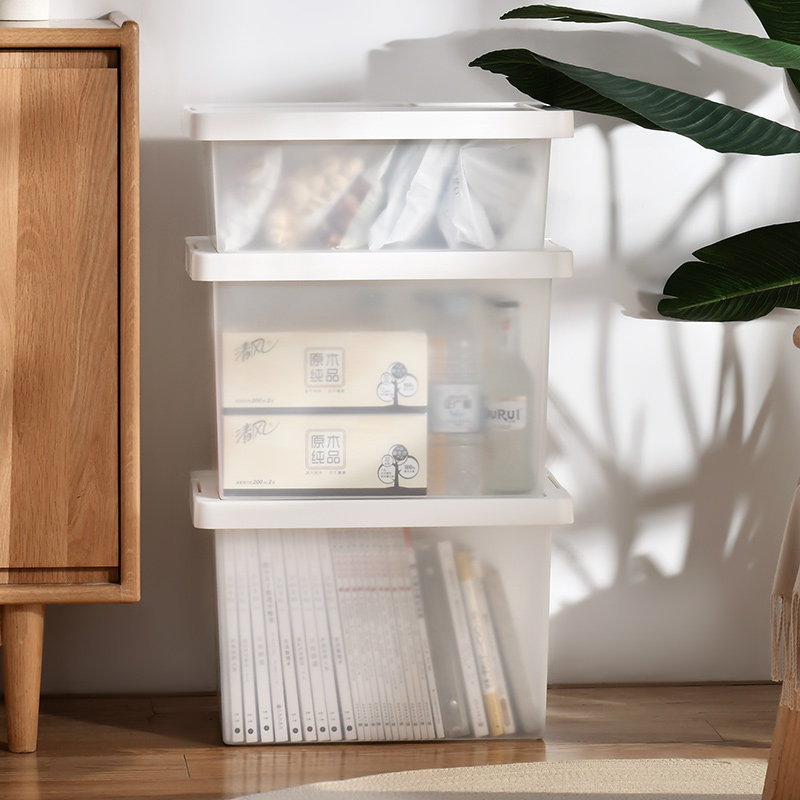 收纳箱透明磨砂家用玩具带盖衣柜