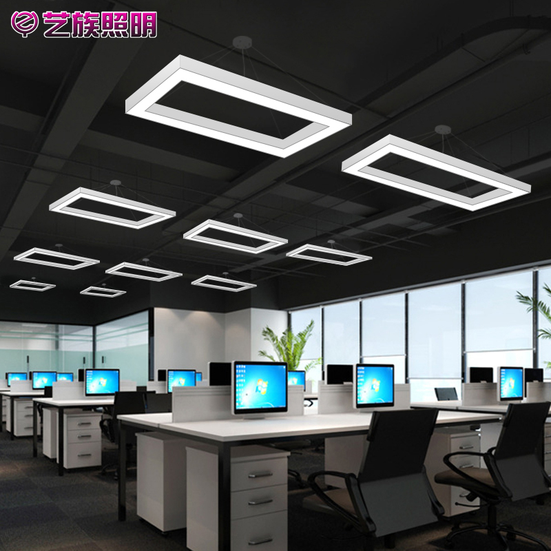 艺族方形简约铁艺酒店工程吊灯环形现代个性创意办公室LED吊灯具|msdalam kategori keluarga memasang ibu, Lampu &amp; Lighting Fixtures, kandil - dari Buy2taobao.com untuk memberikan perkhidmatan ejen Taobao profesional membeli