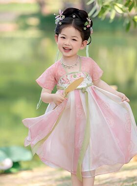 新儿童汉服女童新款2026夏季薄款齐胸襦裙【夏至】超仙古风连衣裙