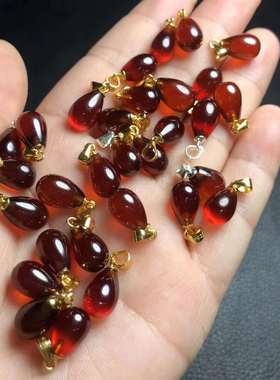 天然石榴石小吊坠s925银扣镶嵌酒红色亮泽通透无裂男女款可跨境