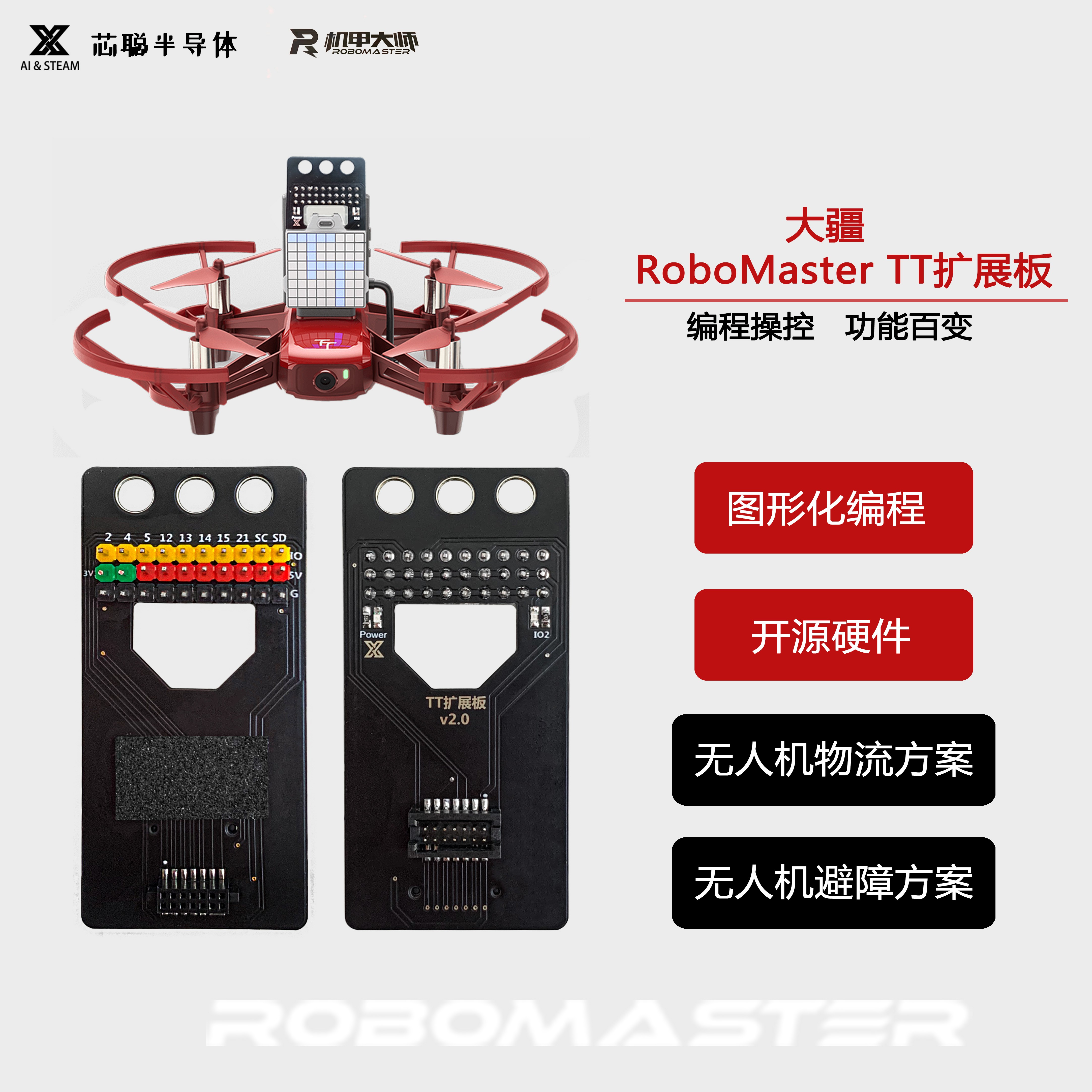 适用DJI大疆特洛TT扩展板tello图形化编程开源硬件模块组物流方案 玩具/童车/益智/积木/模型 遥控飞机零配件 原图主图