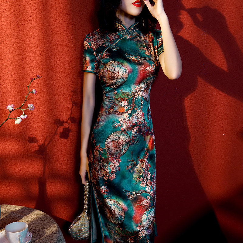 改良版旗袍连衣裙年轻款气质少女老上海复古民国中国风优雅中长款