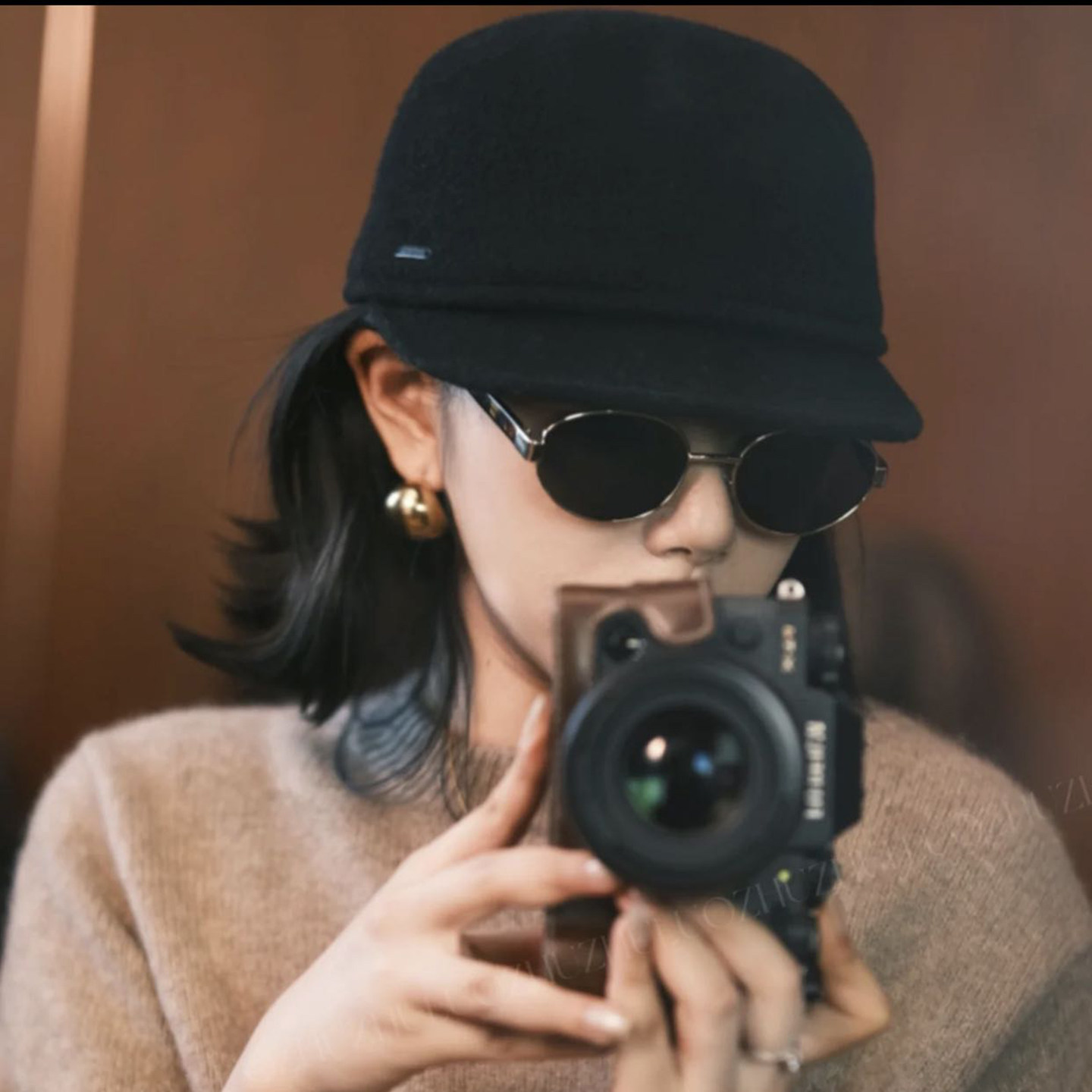 秋冬天百搭日系羊毛帽子女时尚百搭鸭舌帽软檐保暖马术帽贝雷帽潮