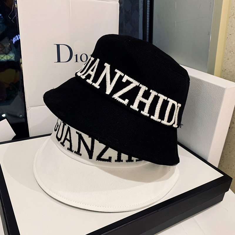渔夫帽女春秋韩版刺绣英文显脸小遮阳帽网红帽子夏天街头嘻哈盆帽