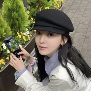 压檐羊毛鸭舌贝雷帽子女秋冬天文艺八角帽显脸小法式网红画家帽潮