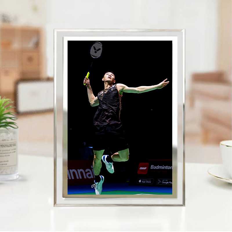 李梓嘉水晶相框羽毛球明星桌面玻璃摆台摆件装饰画定制送礼物周边