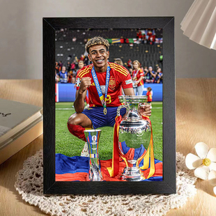 亚马尔相框足球明星挂画装饰画免打孔桌面摆台摆件定制送礼物周边