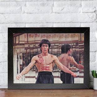 李小龙相框励志健身墙上挂画免打孔装饰画桌面摆台礼物明星周边