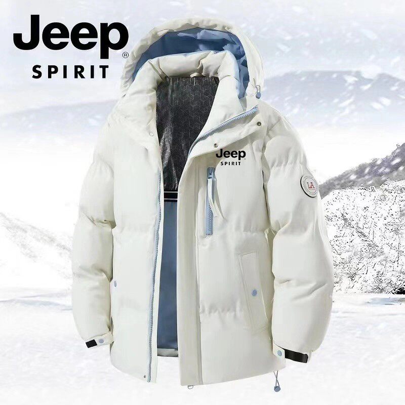 JEEP SPIRT羽绒棉服男款冬季加厚保暖青少年连帽外套防风抗寒棉衣