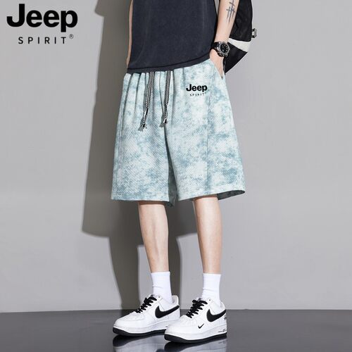 JEEPSPIRIT扎染宽松五分短裤