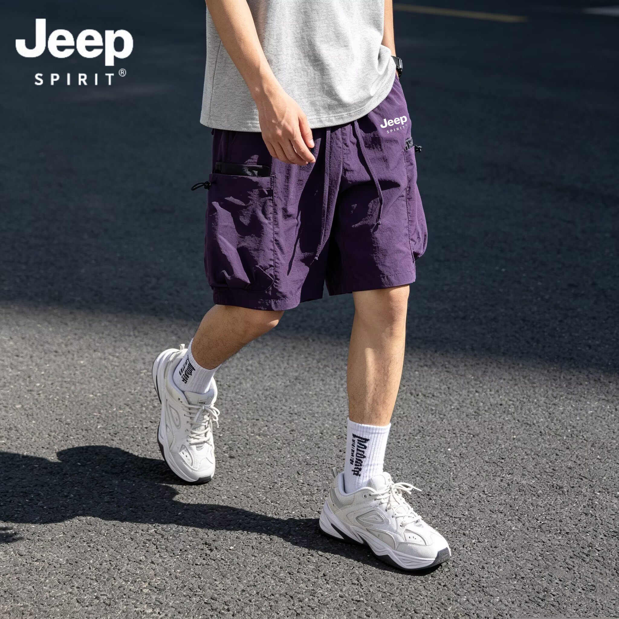 JEEP SPIRIT速干短裤男2026新款夏季宽松工装五分裤凉感透气中裤