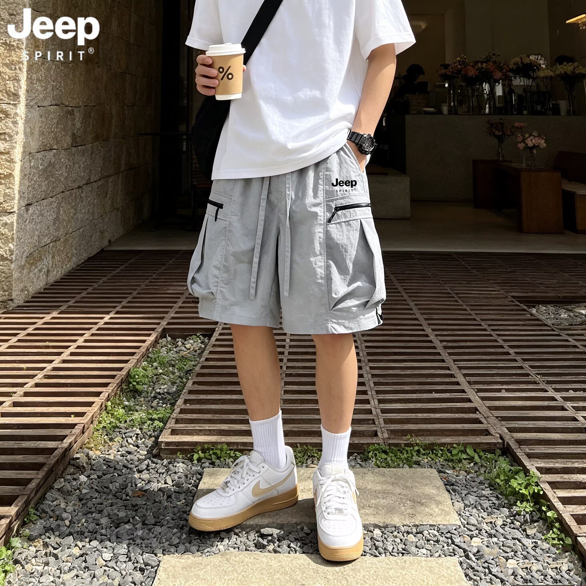 JEEP SPIRIT吉普工装短裤男夏季潮流多口袋速干裤宽松休闲五分裤