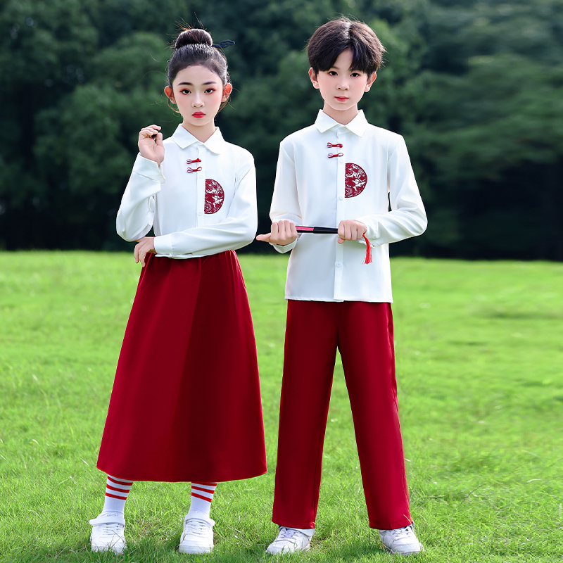 国庆儿童合唱演出服中国风小学生毕业诗歌朗诵班服幼儿园表演服装