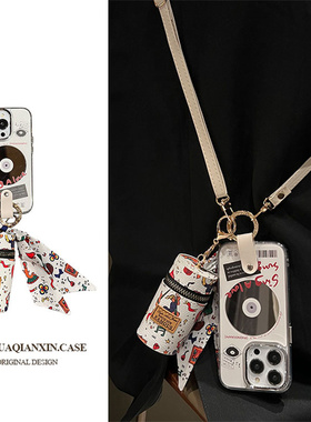 ins风创意CD镜面彩色口红包适用苹果16promax手机壳iphone15pro斜挎14时尚13保护套12手拎指环11挂绳15pro女