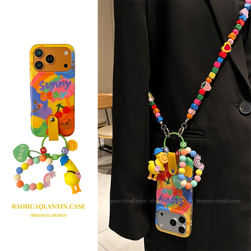 2026春夏新款小黄鸭适用17promax手机壳苹果16promax带挂绳女款iphone17斜挎15pro可爱卡通14pro超好看保护套