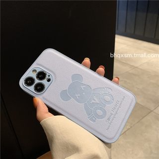 高级感皮质xx暴力熊适用iPhone13promax手机壳苹果12mini女款xr奢华11气质7P全包8plus镜头xsmax硅胶潮牌蓝色