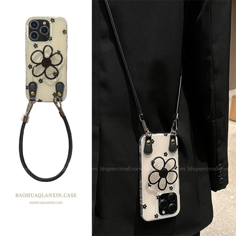 斜挎可背挂绳适用苹果16promax手机壳iPhone17promax花朵支架16pro手提绳14promax小众13日韩ins风15pro女款,3C数码配件,手机保护套/壳,淘宝优惠券,粉丝福利购,淘宝优惠卷
