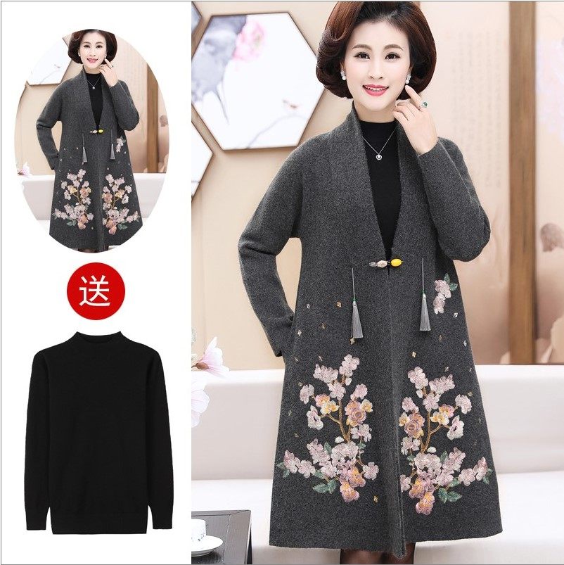 胖妈妈时尚风衣加肥加大码秋冬外套40岁50中老年女装高贵羊绒大衣