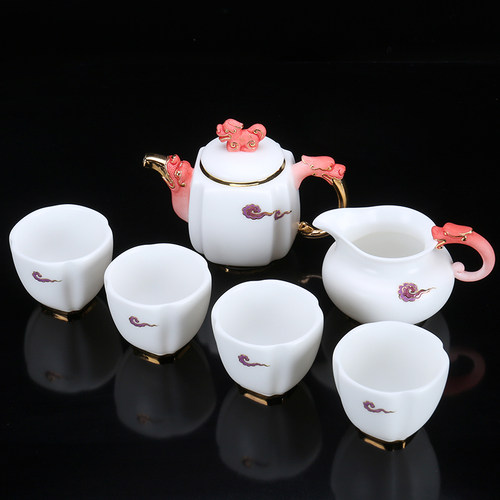 甲盏窑 李甲栈白瓷茶具茶壶茶杯茶具套装功夫茶具整套 彩金 - 封面