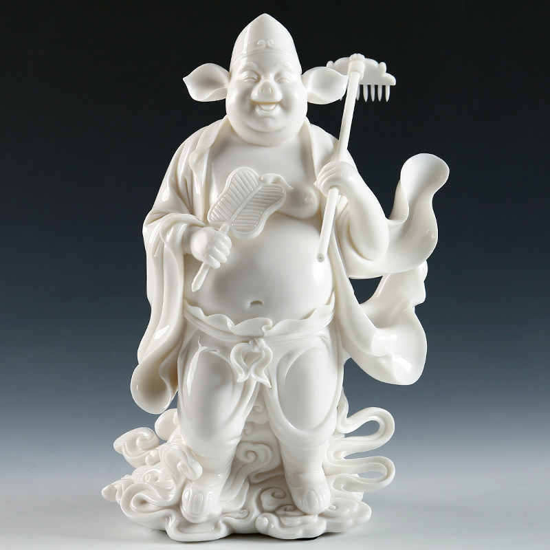 李甲栈德化白瓷雕塑品 工艺品陶瓷摆件 纳福 猪年摆件 馆藏作品