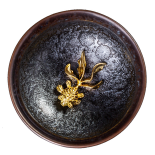 甲盏窑 李甲栈天目杯 金包银工艺 品茗杯陶瓷茶杯功夫主人杯