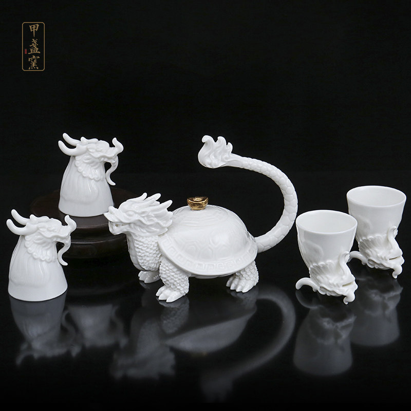 甲盏窑 李甲栈白瓷茶具茶壶茶杯茶具套装功夫茶具整套 手工玉瓷