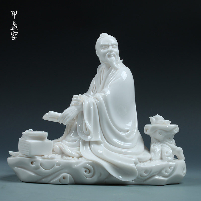 甲盏窑李甲栈大师力作德化白瓷雕塑艺术收藏品摆件/茶圣 HD006