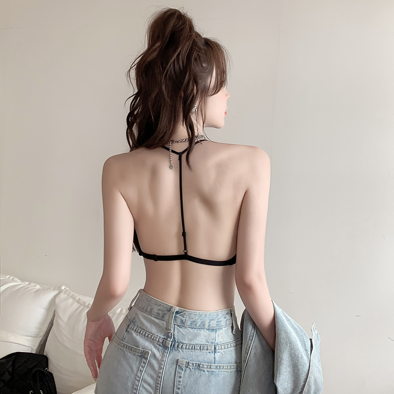 无痕无钢圈美背挂脖三角杯胸罩女
