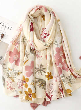 围巾流苏清新女春夏秋冬