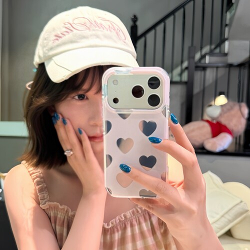 ins韩系简约温柔少女奶油纯色爱心17适用17pro苹果17ProMax手机壳iPhone16全包15promax新款18Promax保护套