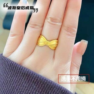 个性黄合金女士戒指波斯皇后戒指越南沙金食指活口戒指久不掉色