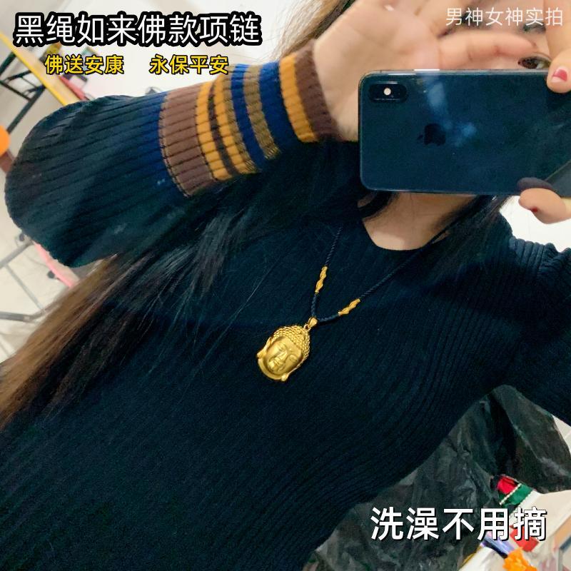 越南沙金编制女佛头项链毛衣链
