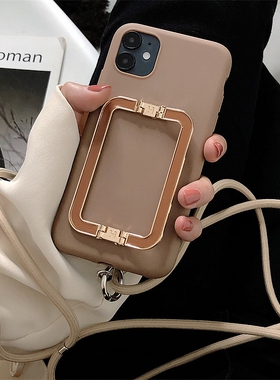 焦糖色金属方扣华为荣耀60手机壳50/V40保护套x20/X10斜跨V30/9X挂脖P40简约mate40软壳nova8pro/6/7/5畅享20