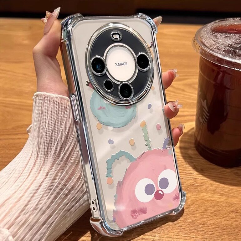 粉色小怪兽适用华为mate80pro壳新款mate70pro保护套四角防摔mt40e全包pura70pro硅胶高级感p60/50可爱女
