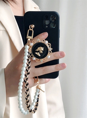 皮质珍珠手链三星s24手机壳s23软壳note20ultra创意s21保护套软壳note10pro简约s20plus复古支架s23plus女s22