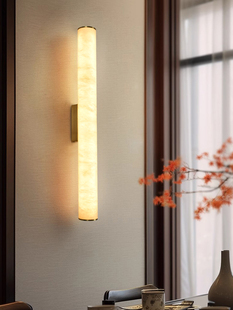 轻奢高级感全铜云石壁灯设计师现代简约客厅背景墙灯新中式长条灯