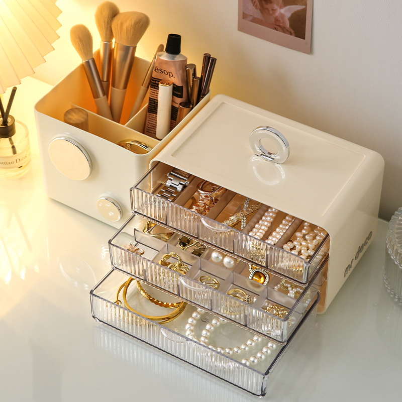 2024新款！首饰盒化妆刷桶二合一