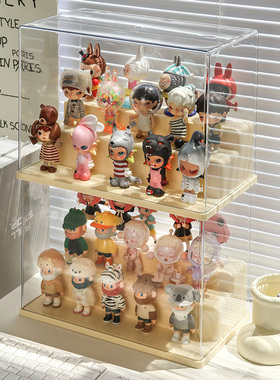 盲盒收纳展示架适用于泡泡玛特手办透明防尘亚克力盒阶梯式展示柜