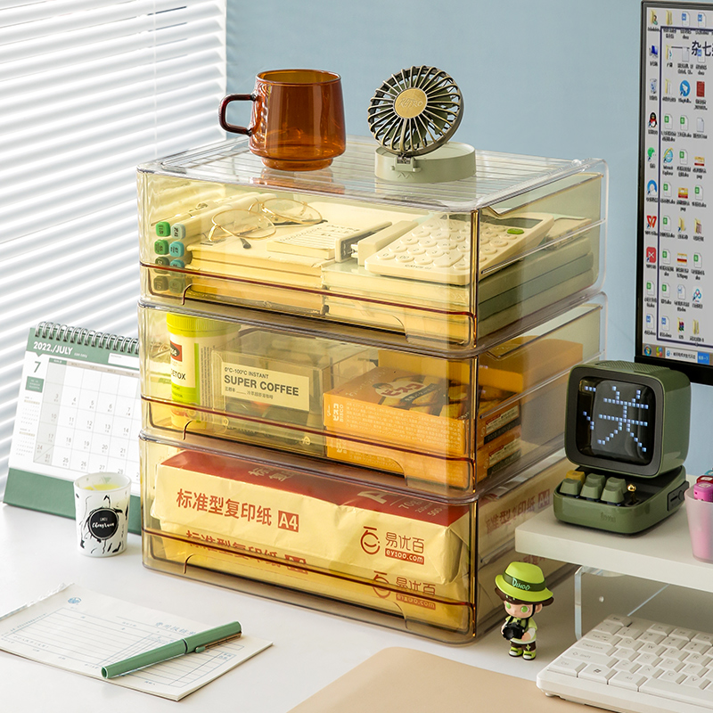 A4桌面收纳f盒抽屉式办公室文件资料整理置物架学生书桌文具杂物