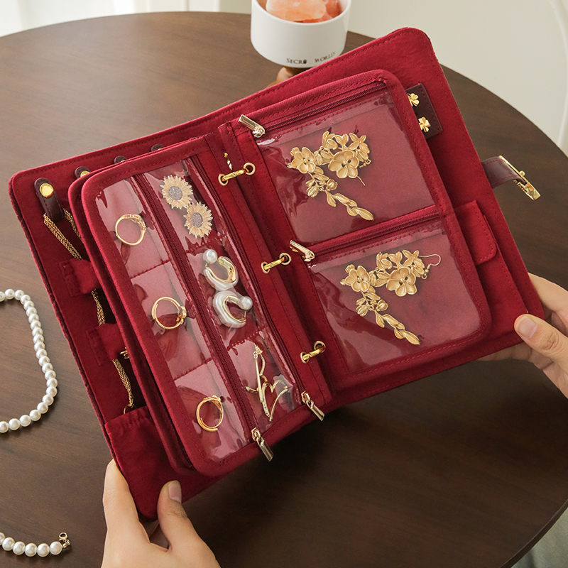 丝绒首饰收纳册！高档精致首饰包