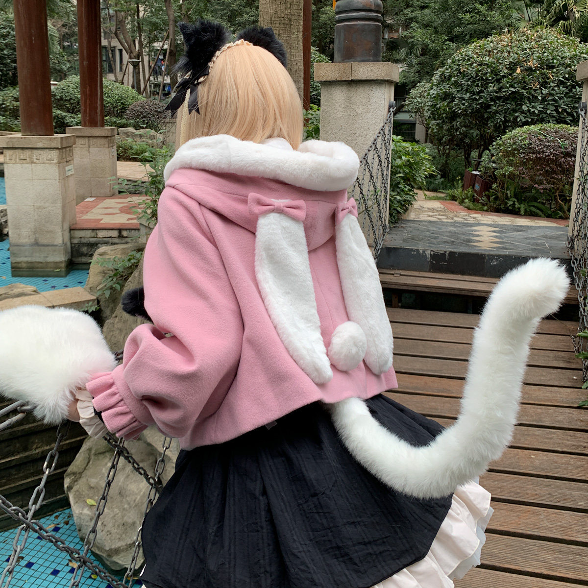 猫尾Lolita手作兽尾cosplay女仆可爱配饰可凹造型尾巴手工_虎窝淘